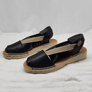 TONI PONS ETNA FLAT LEATHER ELASTIC STRAP ESPADRILLE SANDALS SIZE 9 NWOB
